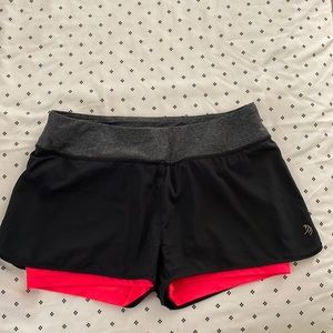 Women’s MPG Running Shorts. Medium. Black with bright pink & dark gray